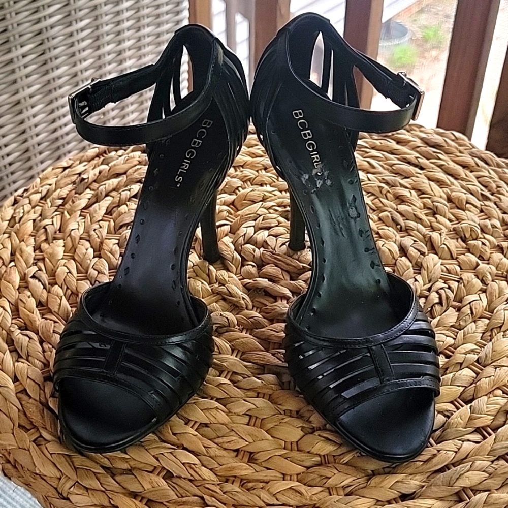 BCBGirls Strappy Black Heels. Size 7